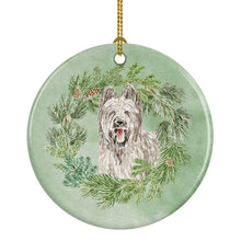 Load image into Gallery viewer, Briard Smiling Ears Up Christmas Wreath Ceramic Ornament