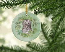 Load image into Gallery viewer, Briard Smiling Eyes Peeking Out Christmas Wreath Ceramic Ornament