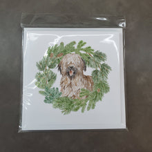 Load image into Gallery viewer, Briard Smiling with Christmas Wreath Square Greeting Cards -  Blank Note Cards – 8-Pack of Artist-Designed Cards with Envelopes