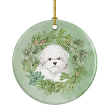 Load image into Gallery viewer, Bichon Frise Christmas Wreath Ceramic Ornament