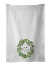 Load image into Gallery viewer, Bichon Frise Christmas Wreath White Kitchen Towel Set of 2