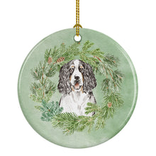 Load image into Gallery viewer, English Springer Spaniel Tricolor Christmas Wreath Ceramic Ornament