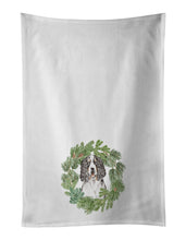 Load image into Gallery viewer, English Springer Spaniel Tricolor Christmas Wreath White Kitchen Towel Set of 2