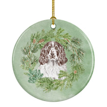 Load image into Gallery viewer, English Springer Spaniel Liver and White Christmas Wreath Ceramic Ornament