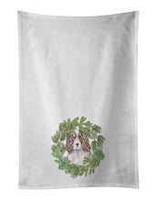 Load image into Gallery viewer, English Springer Spaniel Red and White Christmas Wreath White Kitchen Towel Set of 2