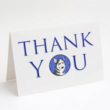 Load image into Gallery viewer, Siberian Husky Silver and White #2 Thank You Greeting Cards -  Blank Note Cards – 8-Pack of Artist-Designed Cards with Envelopes
