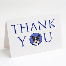 Load image into Gallery viewer, Pembroke Welsh Corgi Tricolor Black-Headed #1 Thank You Greeting Cards -  Blank Note Cards – 8-Pack of Artist-Designed Cards with Envelopes
