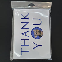 Load image into Gallery viewer, Yorkie Blue and Tan #2 Thank You Greeting Cards -  Blank Note Cards – 8-Pack of Artist-Designed Cards with Envelopes
