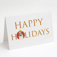 Load image into Gallery viewer, Australian Shepherd Red and White #1 Happy Holidays Greeting Cards -  Blank Note Cards – 8-Pack of Artist-Designed Cards with Envelopes