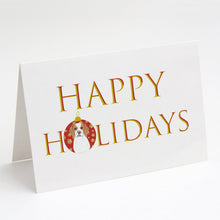 Load image into Gallery viewer, Beagle Red and White Red Ticked #1 Happy Holidays Greeting Cards -  Blank Note Cards – 8-Pack of Artist-Designed Cards with Envelopes