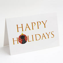 Load image into Gallery viewer, Doodle Black and Tan Happy Holidays Greeting Cards -  Blank Note Cards – 8-Pack of Artist-Designed Cards with Envelopes