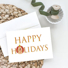 Load image into Gallery viewer, Doodle Fawn #3 Happy Holidays Greeting Cards -  Blank Note Cards – 8-Pack of Artist-Designed Cards with Envelopes