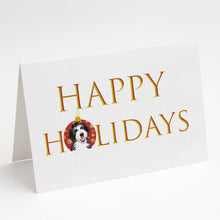 Load image into Gallery viewer, Doodle Silver and White #1 Happy Holidays Greeting Cards -  Blank Note Cards – 8-Pack of Artist-Designed Cards with Envelopes