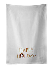 Load image into Gallery viewer, Doodle Silver and White #1 Happy Holidays White Kitchen Towel Set of 2
