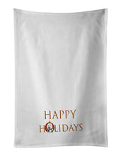 Load image into Gallery viewer, Doodle Silver and White #2 Happy Holidays White Kitchen Towel Set of 2
