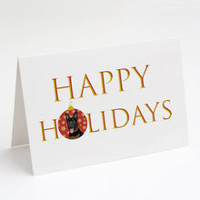 Load image into Gallery viewer, German Shepherd Bicolor Happy Holidays Greeting Cards -  Blank Note Cards – 8-Pack of Artist-Designed Cards with Envelopes