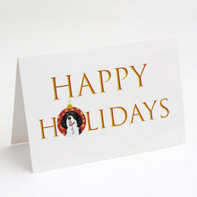 Load image into Gallery viewer, Cavalier King Charles Spaniel Tricolor #2 Happy Holidays Greeting Cards -  Blank Note Cards – 8-Pack of Artist-Designed Cards with Envelopes
