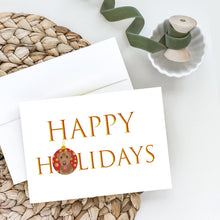 Load image into Gallery viewer, Labrador Retriever Red Happy Holidays Greeting Cards -  Blank Note Cards – 8-Pack of Artist-Designed Cards with Envelopes