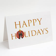 Load image into Gallery viewer, Pit Bull Black #4 Happy Holidays Greeting Cards -  Blank Note Cards – 8-Pack of Artist-Designed Cards with Envelopes