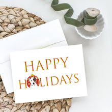 Load image into Gallery viewer, Pit Bull White #2 Happy Holidays Greeting Cards -  Blank Note Cards – 8-Pack of Artist-Designed Cards with Envelopes