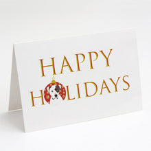 Load image into Gallery viewer, Pit Bull White #2 Happy Holidays Greeting Cards -  Blank Note Cards – 8-Pack of Artist-Designed Cards with Envelopes
