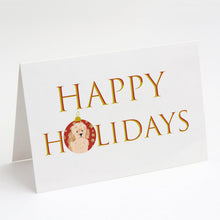 Load image into Gallery viewer, Poodle Toy Apricot #2 Happy Holidays Greeting Cards -  Blank Note Cards – 8-Pack of Artist-Designed Cards with Envelopes