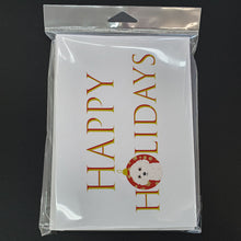 Load image into Gallery viewer, Poodle Toy White Happy Holidays Greeting Cards -  Blank Note Cards – 8-Pack of Artist-Designed Cards with Envelopes