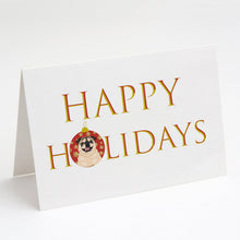 Load image into Gallery viewer, Pug Fawn #5 Happy Holidays Greeting Cards -  Blank Note Cards – 8-Pack of Artist-Designed Cards with Envelopes