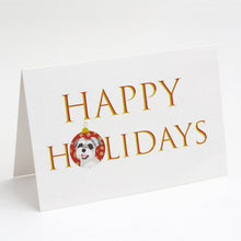 Load image into Gallery viewer, Schnauzer Salt and Pepper #2 Happy Holidays Greeting Cards -  Blank Note Cards – 8-Pack of Artist-Designed Cards with Envelopes