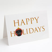 Load image into Gallery viewer, Shih-Tzu Black Happy Holidays Greeting Cards -  Blank Note Cards – 8-Pack of Artist-Designed Cards with Envelopes