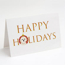 Load image into Gallery viewer, Shih-Tzu Gold #3 Happy Holidays Greeting Cards -  Blank Note Cards – 8-Pack of Artist-Designed Cards with Envelopes