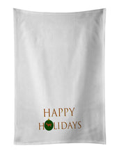 Load image into Gallery viewer, Goats -�Oberhasli Goat Happy Holidays White Kitchen Towel Set of 2