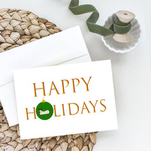 Load image into Gallery viewer, California White Rabbit Happy Holidays Christmas Greeting Cards -  Blank Note Cards – 8-Pack of Artist-Designed Cards with Envelopes