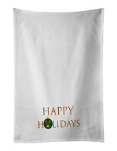 Load image into Gallery viewer, Boston Terrier - Dog Face Happy Holidays Christmas White Kitchen Towel Set of 2