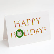 Load image into Gallery viewer, Danish Spitz Happy Holidays Christmas Greeting Cards -  Blank Note Cards – 8-Pack of Artist-Designed Cards with Envelopes