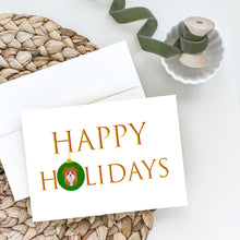 Load image into Gallery viewer, Yorkshire Terrier Happy Holidays Christmas Greeting Cards -  Blank Note Cards – 8-Pack of Artist-Designed Cards with Envelopes