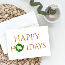 Load image into Gallery viewer, American Eskimo Happy Holidays Greeting Cards -  Blank Note Cards – 8-Pack of Artist-Designed Cards with Envelopes