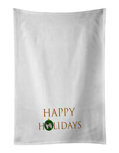 Load image into Gallery viewer, Papillon #2 Happy Holidays White Kitchen Towel Set of 2