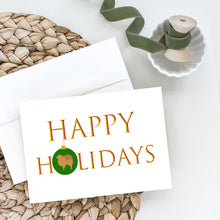 Load image into Gallery viewer, Pomeranian Happy Holidays Greeting Cards -  Blank Note Cards – 8-Pack of Artist-Designed Cards with Envelopes