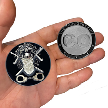 Load image into Gallery viewer, EL1-014 Correctional Officer CO Thin Gray Line Beard Gang Skull Challenge Coin Corrections Tools of The Trade