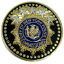 Load image into Gallery viewer, BL9-017 NYPD Commissioner Lapel Pin as seen on Blue Bloods real 24KT Gold and Silver Plated