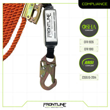 Load image into Gallery viewer, Frontline VLPR3L Premium Vertical Lifeline with Openable Rope Grab and Shock Pack 25'