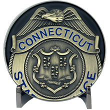 Load image into Gallery viewer, BL11-007 CSP Connecticut State Police Trooper Saint Michael Patron Saint Challenge Coin ST. MICHAEL