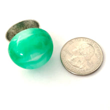Load image into Gallery viewer, Kelly Green Marbled Moonglow Lucite Silver Cocktail Ring