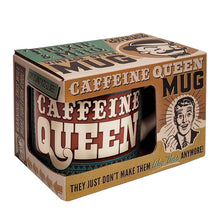 Load image into Gallery viewer, Caffeine Queen Ceramic Mug | Vintage Style | Design on Both Sides | In a Gift Box