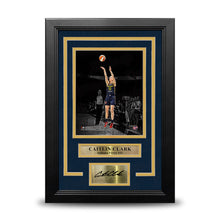 Load image into Gallery viewer, Caitlin Clark Shooting Action Indiana Fever 8x10 Framed WNBA Blackout Photo with Engraved Autograph