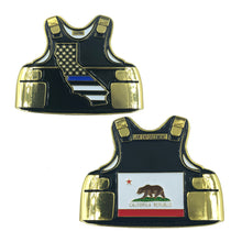 Load image into Gallery viewer, D-005 California LEO Thin Blue Line Police Body Armor State Flag Challenge Coins
