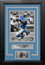 Load image into Gallery viewer, Calvin Johnson Spotlight Action Detroit Lions 8" x 10" Framed Football Photo with Engraved Autograph