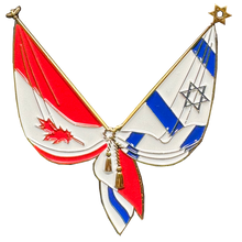 Load image into Gallery viewer, EL7-019 Israel and Canadian Flag Israeli Jewish Canada support Pin 2 inch with dual pin posts