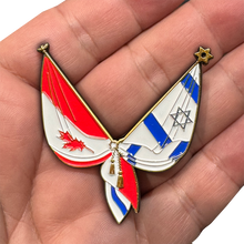 Load image into Gallery viewer, EL7-019 Israel and Canadian Flag Israeli Jewish Canada support Pin 2 inch with dual pin posts